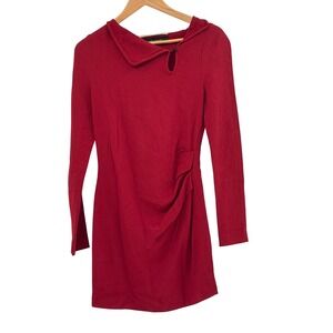 Roland‎ Mouret Dress Mini Women Size 4 Red Long Sleeve